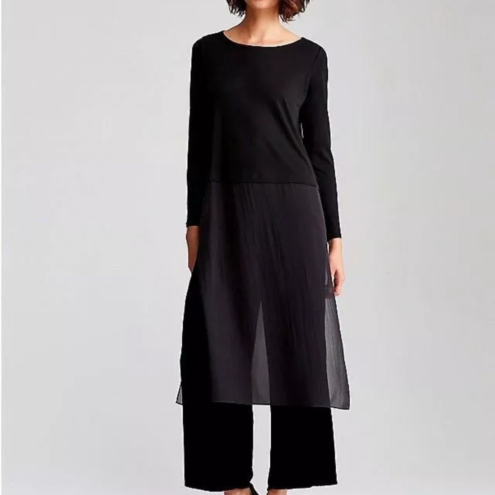 Eileen Fisher Ballet Neck Duster Dress - 100% Silk
